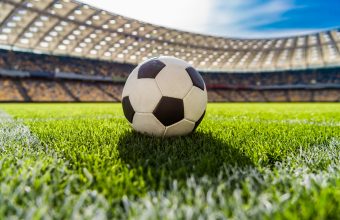 Football on a grass