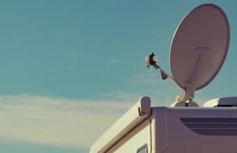 Sattelite dish on a roof of caravan